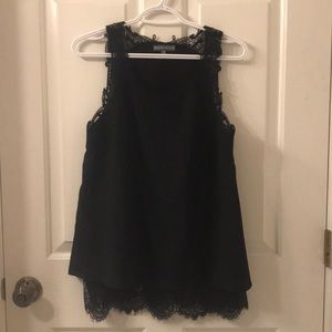 Black Tank Top with Lace Fringe